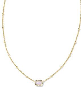 Mini Elisa Gold Satellite Short Pendant Necklace in Pink Opalite Crystal